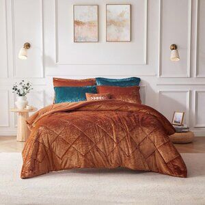 King Duvet Cover Set, Velvet King Duvet Set, Luxury Diamond Quilting, Lustrous D